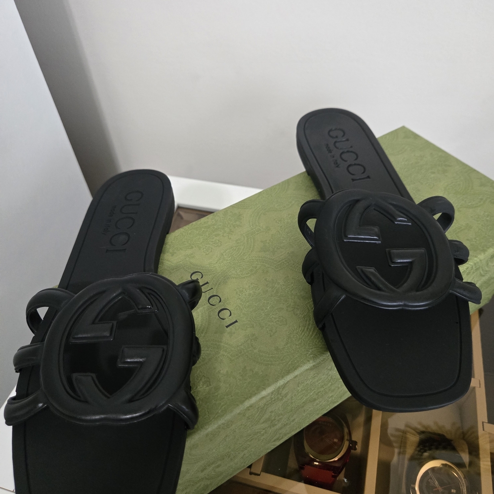 COPY - Gucci Black Logo Slide Sandals